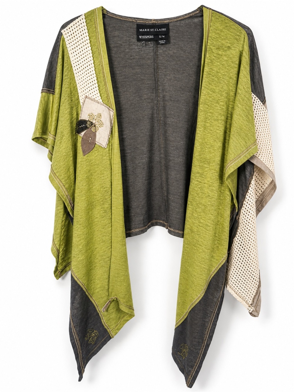 Madeleinene Gaucher Green Euro Linen Made in Quebec Wrap Poncho Art Wear EUC